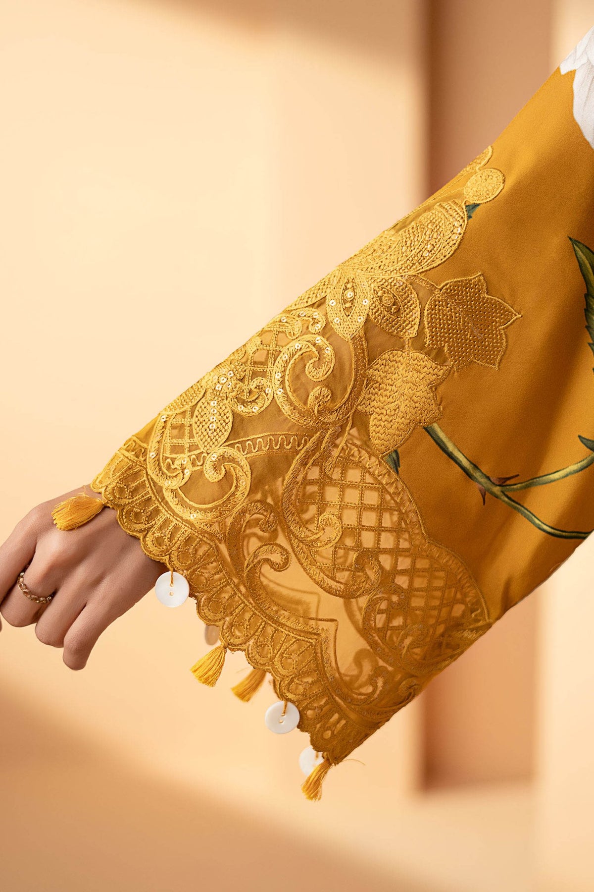 Maria B | RTW | 2 Piece Embroidered Arabic Lawn Suit-Brand:Maria B-Type:Luxury Pret-Yellow - House of Maryam- Buy in UK, USA