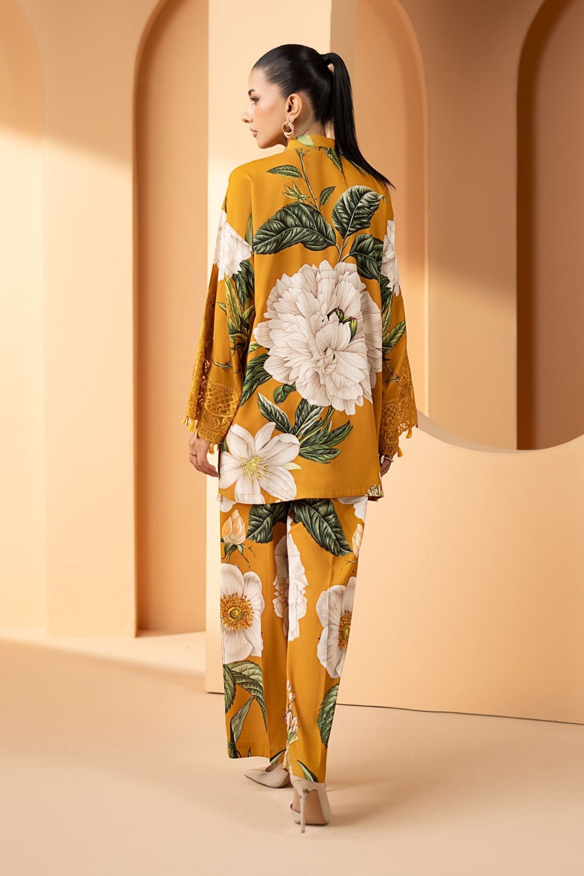 Maria B | RTW | 2 Piece Embroidered Arabic Lawn Suit-Brand:Maria B-Type:Luxury Pret-Yellow - House of Maryam- Buy in UK, USA