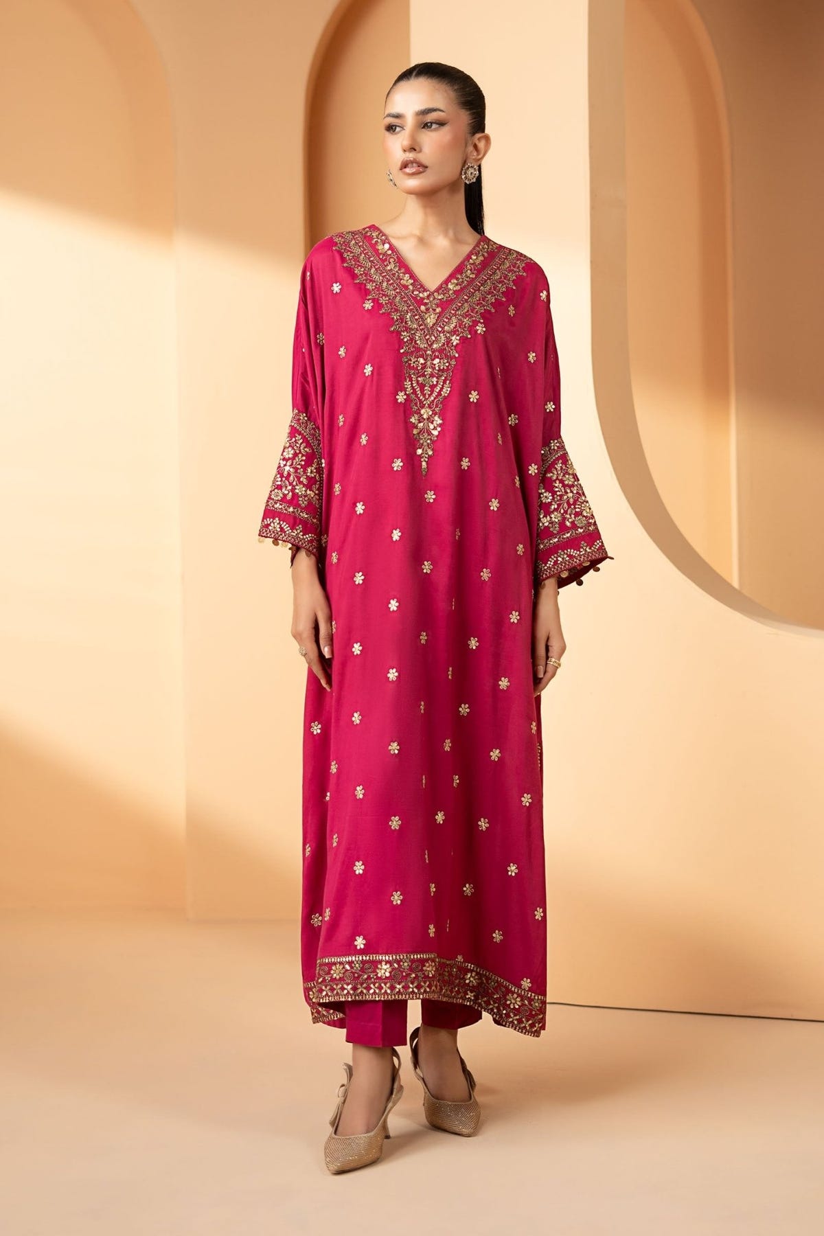 Maria B | RTW | 2 Piece Embroidered Grip Suit-Brand:Maria B-Type:Luxury Pret-Pink - House of Maryam- Buy in UK, USA