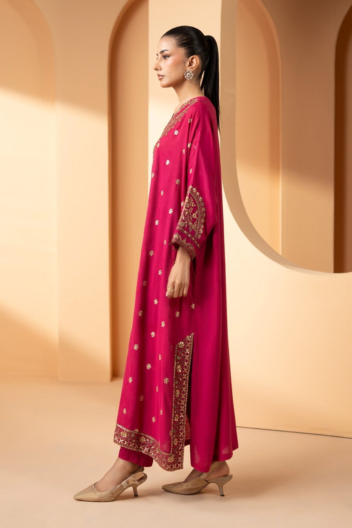 Maria B | RTW | 2 Piece Embroidered Grip Suit-Brand:Maria B-Type:Luxury Pret-Pink - House of Maryam- Buy in UK, USA