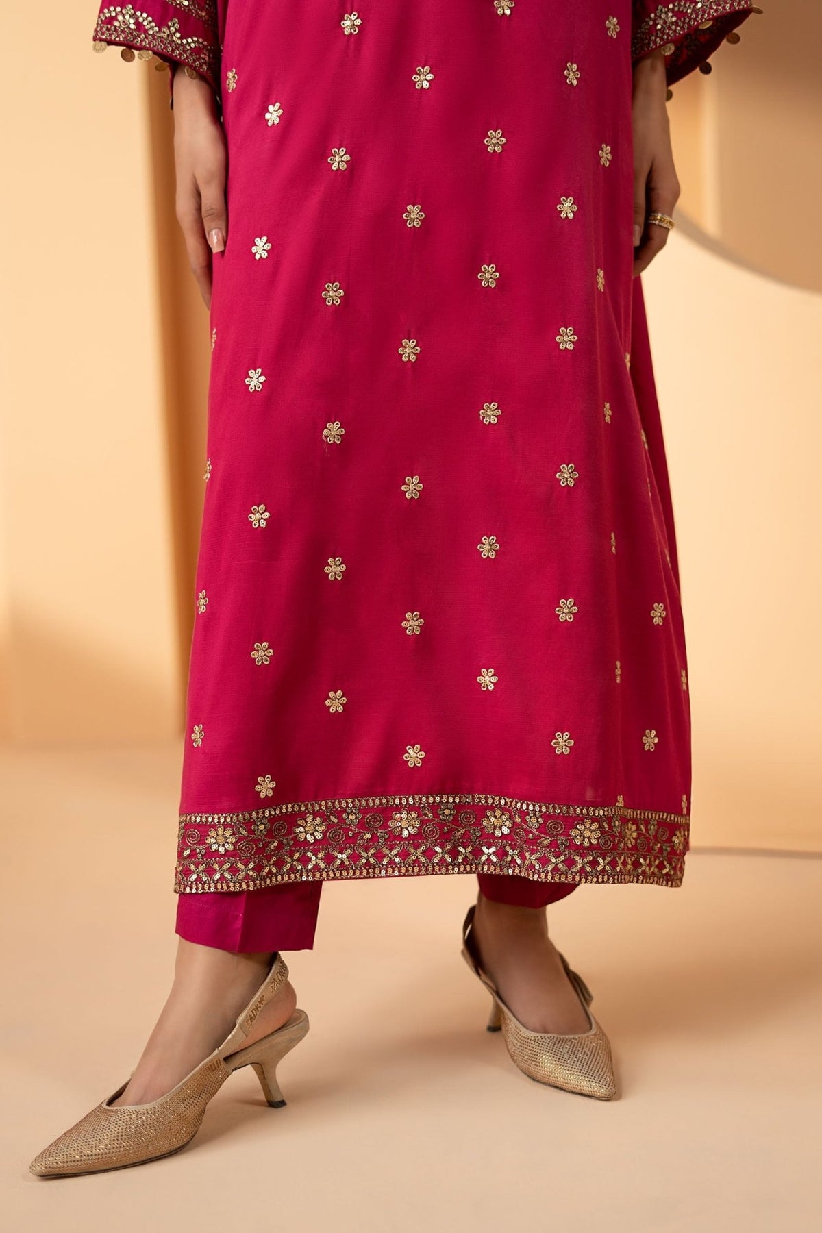 Maria B | RTW | 2 Piece Embroidered Grip Suit-Brand:Maria B-Type:Luxury Pret-Pink - House of Maryam- Buy in UK, USA