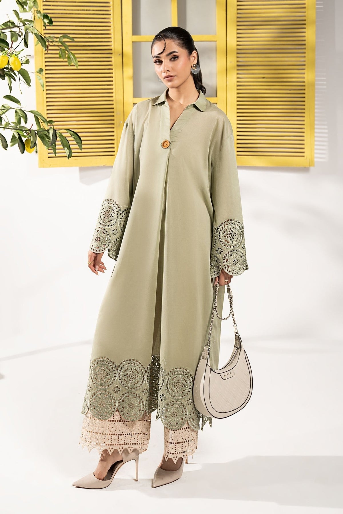 Maria B | RTW | 2 Piece Embroidered Lawn Suit-Brand:Maria B-Type:Luxury Pret-Green - House of Maryam- Buy in UK, USA