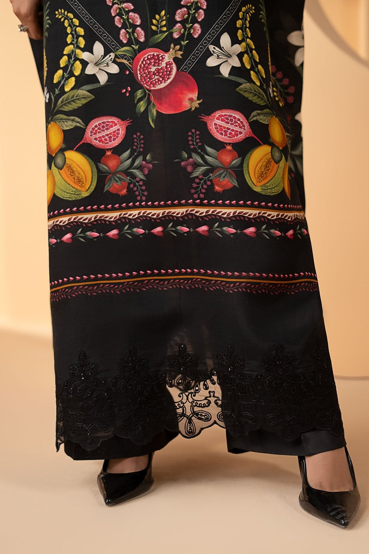 Maria B | RTW | 2 Piece Embroidered Raw Silk Suit-Brand:Maria B-Type:Luxury Pret-Black - House of Maryam- Buy in UK, USA