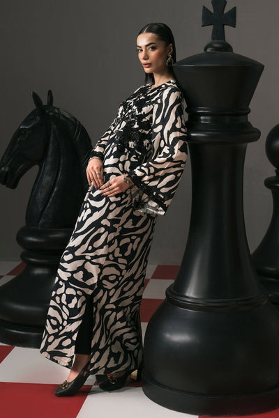 Maria B | RTW | 2 Piece Embroidered Raw Silk Suit-Brand:Maria B-Type:Luxury Pret-Black - House of Maryam- Buy in UK, USA