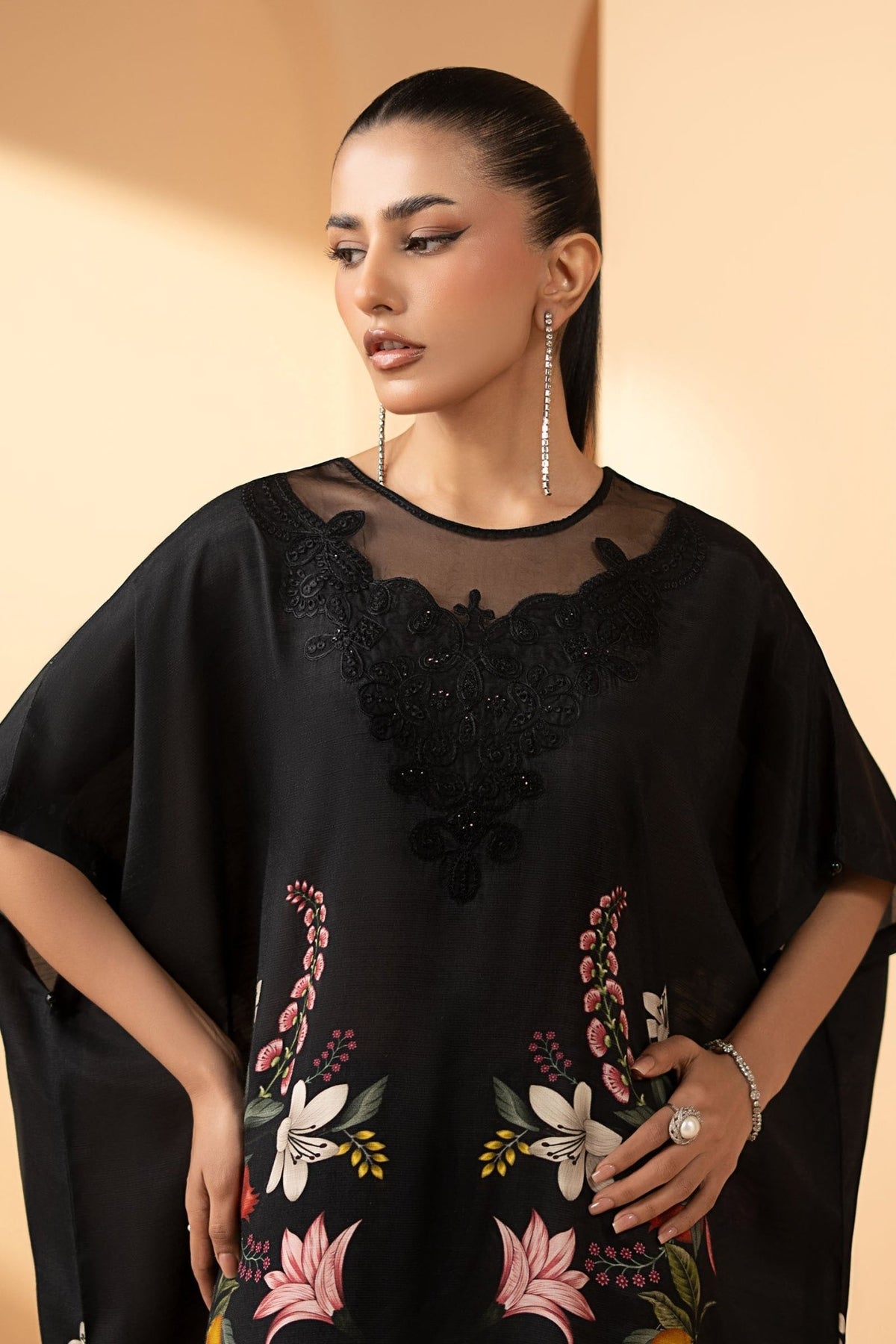 Maria B | RTW | 2 Piece Embroidered Raw Silk Suit-Brand:Maria B-Type:Luxury Pret-Black - House of Maryam- Buy in UK, USA
