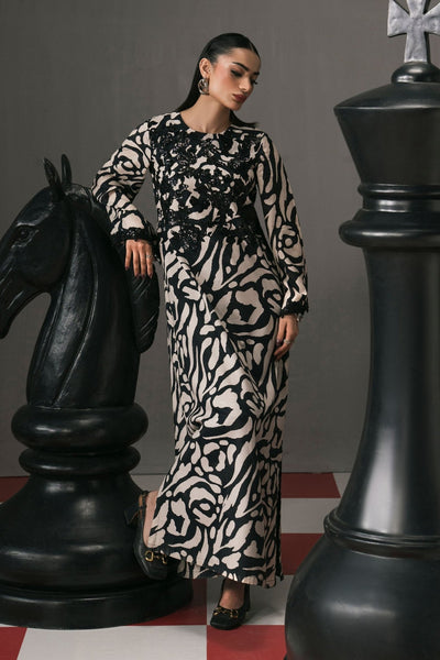 Maria B | RTW | 2 Piece Embroidered Raw Silk Suit-Brand:Maria B-Type:Luxury Pret-Black - House of Maryam- Buy in UK, USA
