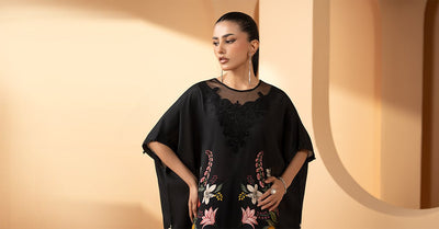 Maria B | RTW | 2 Piece Embroidered Raw Silk Suit-Brand:Maria B-Type:Luxury Pret-Black - House of Maryam- Buy in UK, USA