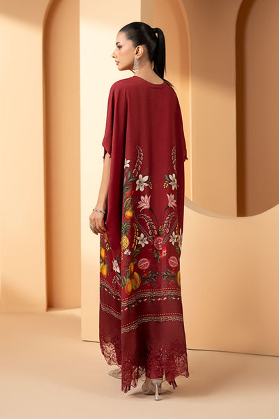 Maria B | RTW | 2 Piece Embroidered Raw Silk Suit-Brand:Maria B-Type:Luxury Pret-Maroon - House of Maryam- Buy in UK, USA