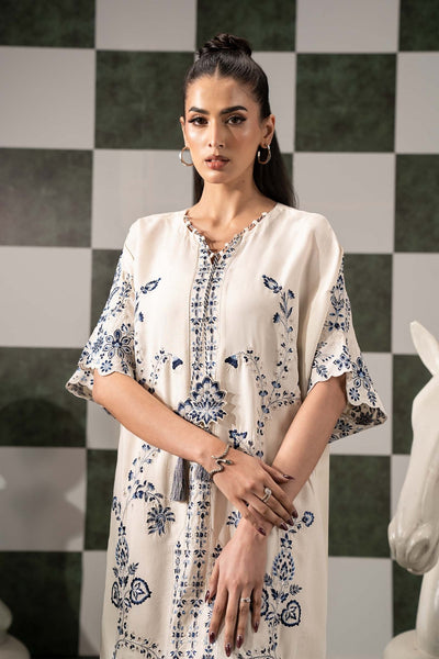 Maria B | RTW | 2 Piece Embroidered Raw Silk Suit-Brand:Maria B-Type:Luxury Pret-White - House of Maryam- Buy in UK, USA