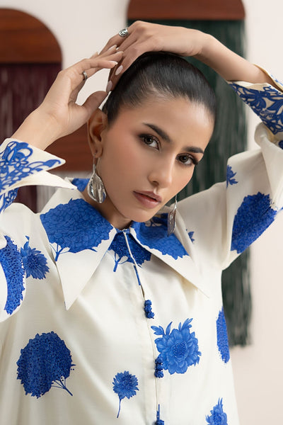 Maria B | RTW | 2 Piece Embroidered Raw Silk Suit-Brand:Maria B-Type:Luxury Pret-White - House of Maryam- Buy in UK, USA