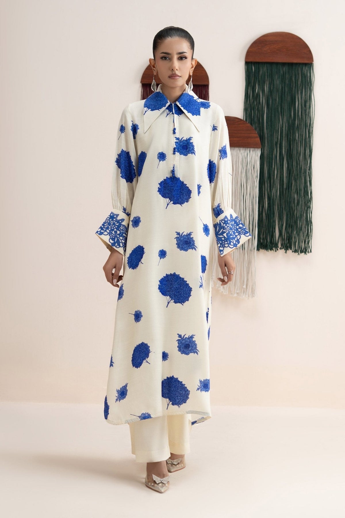 Maria B | RTW | 2 Piece Embroidered Raw Silk Suit-Brand:Maria B-Type:Luxury Pret-White - House of Maryam- Buy in UK, USA