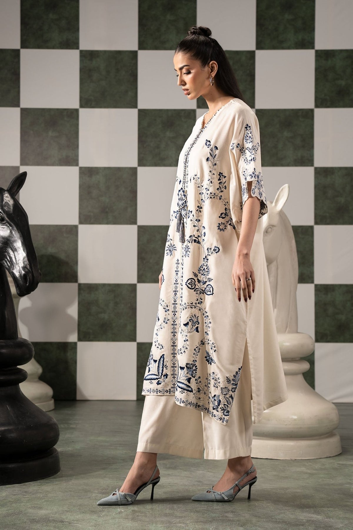 Maria B | RTW | 2 Piece Embroidered Raw Silk Suit-Brand:Maria B-Type:Luxury Pret-White - House of Maryam- Buy in UK, USA