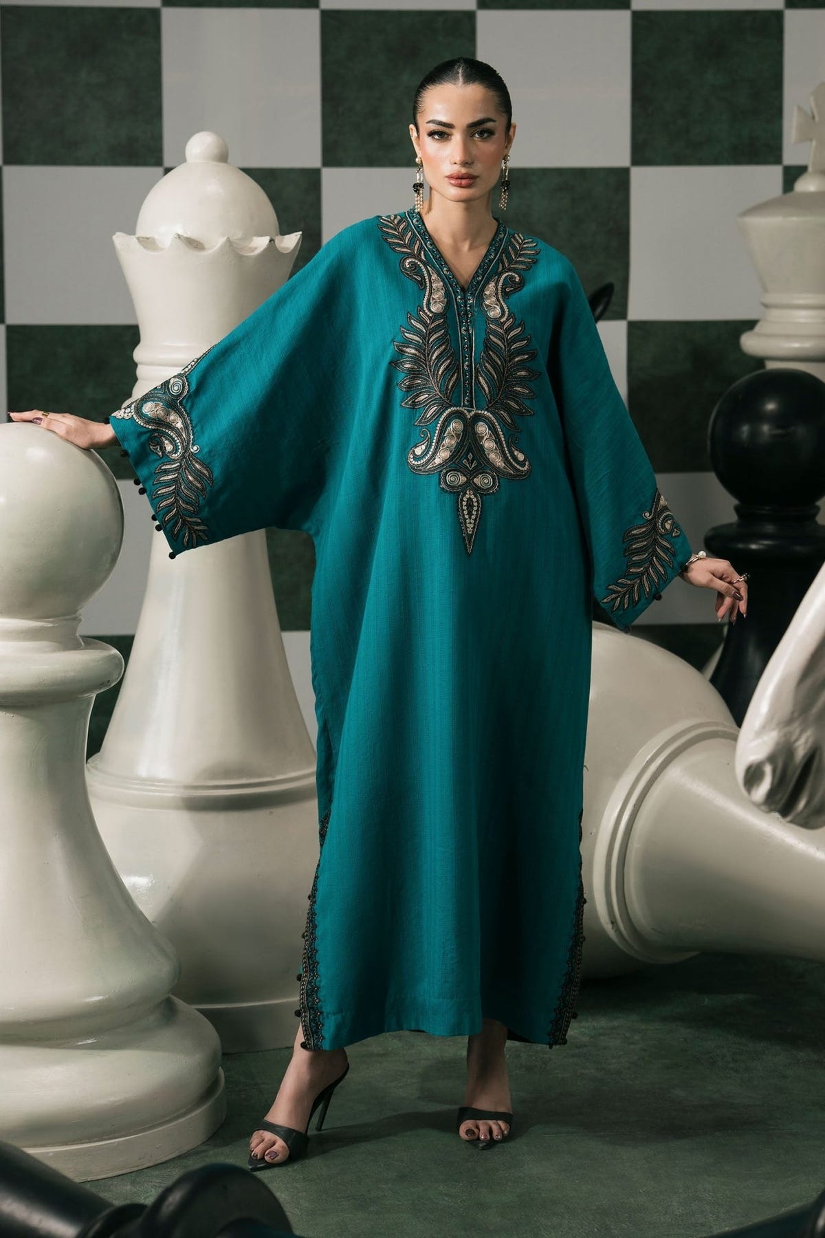 Maria B | RTW | 2 Piece Embroidered Striped Cotton Suit-Brand:Maria B-Type:Luxury Pret-Blue - House of Maryam- Buy in UK, USA