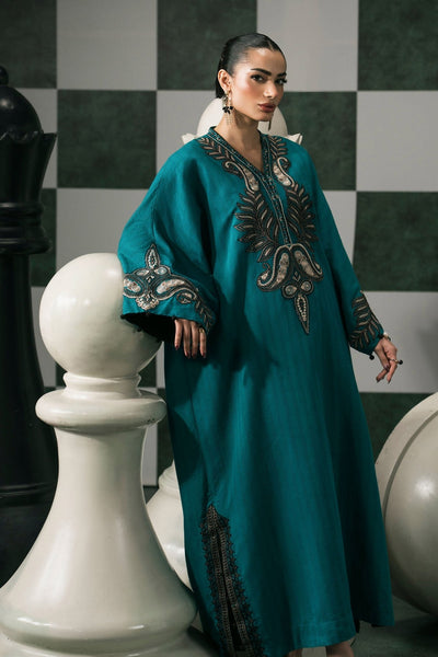 Maria B | RTW | 2 Piece Embroidered Striped Cotton Suit-Brand:Maria B-Type:Luxury Pret-Blue - House of Maryam- Buy in UK, USA