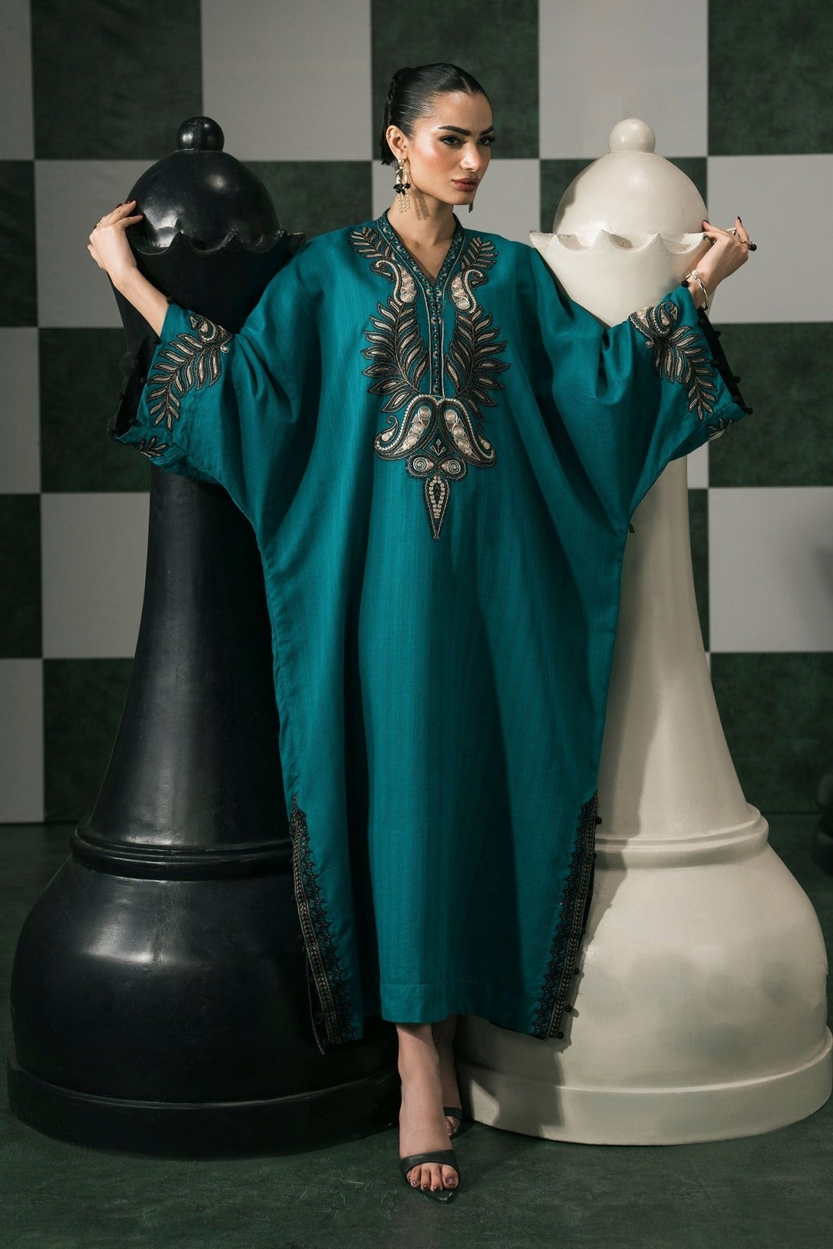 Maria B | RTW | 2 Piece Embroidered Striped Cotton Suit-Brand:Maria B-Type:Luxury Pret-Blue - House of Maryam- Buy in UK, USA