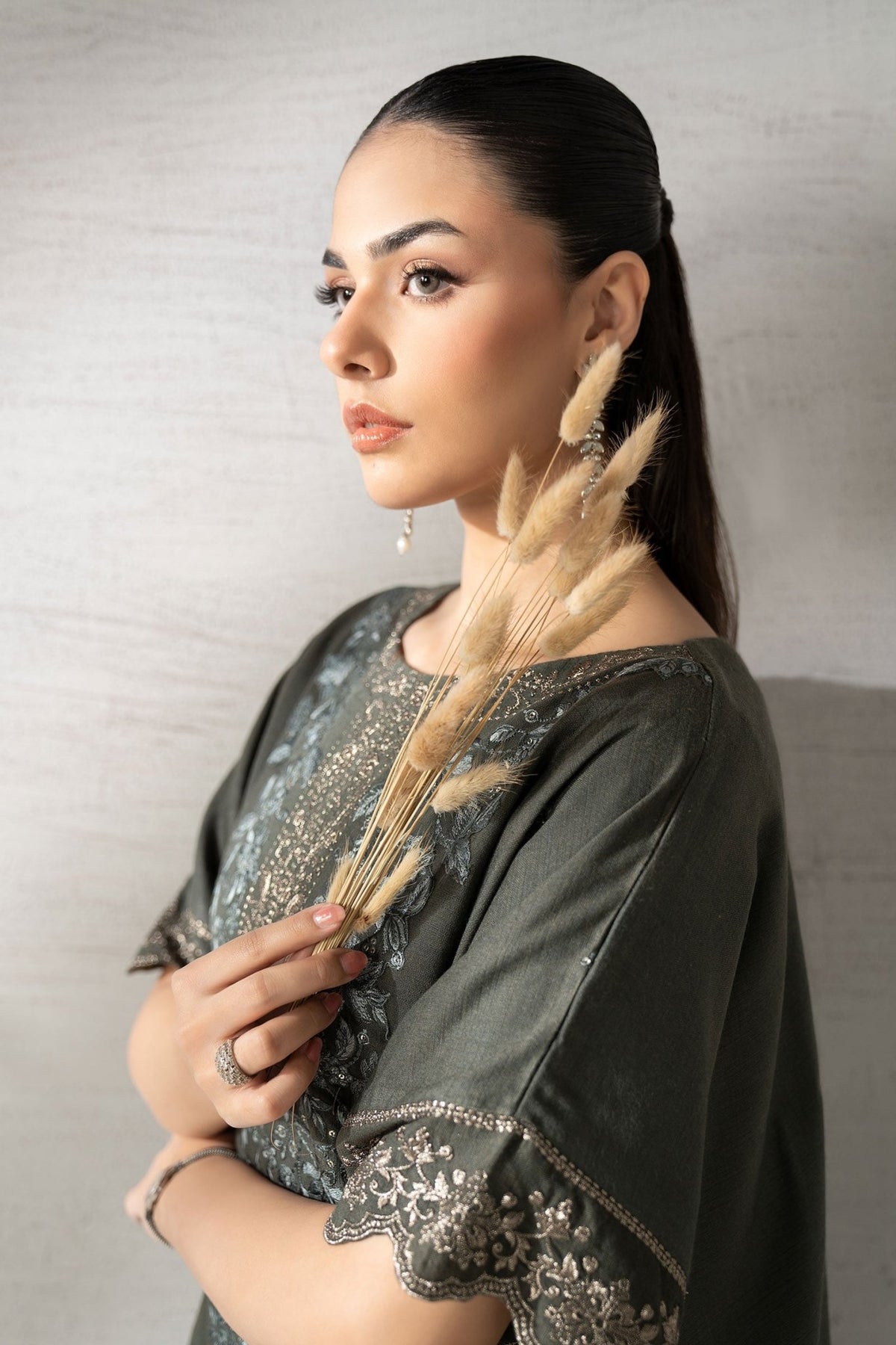 Maria B | RTW | 2 Piece Embroidered Woven Suit-Brand:Maria B-Type:Luxury Pret-Green - House of Maryam- Buy in UK, USA