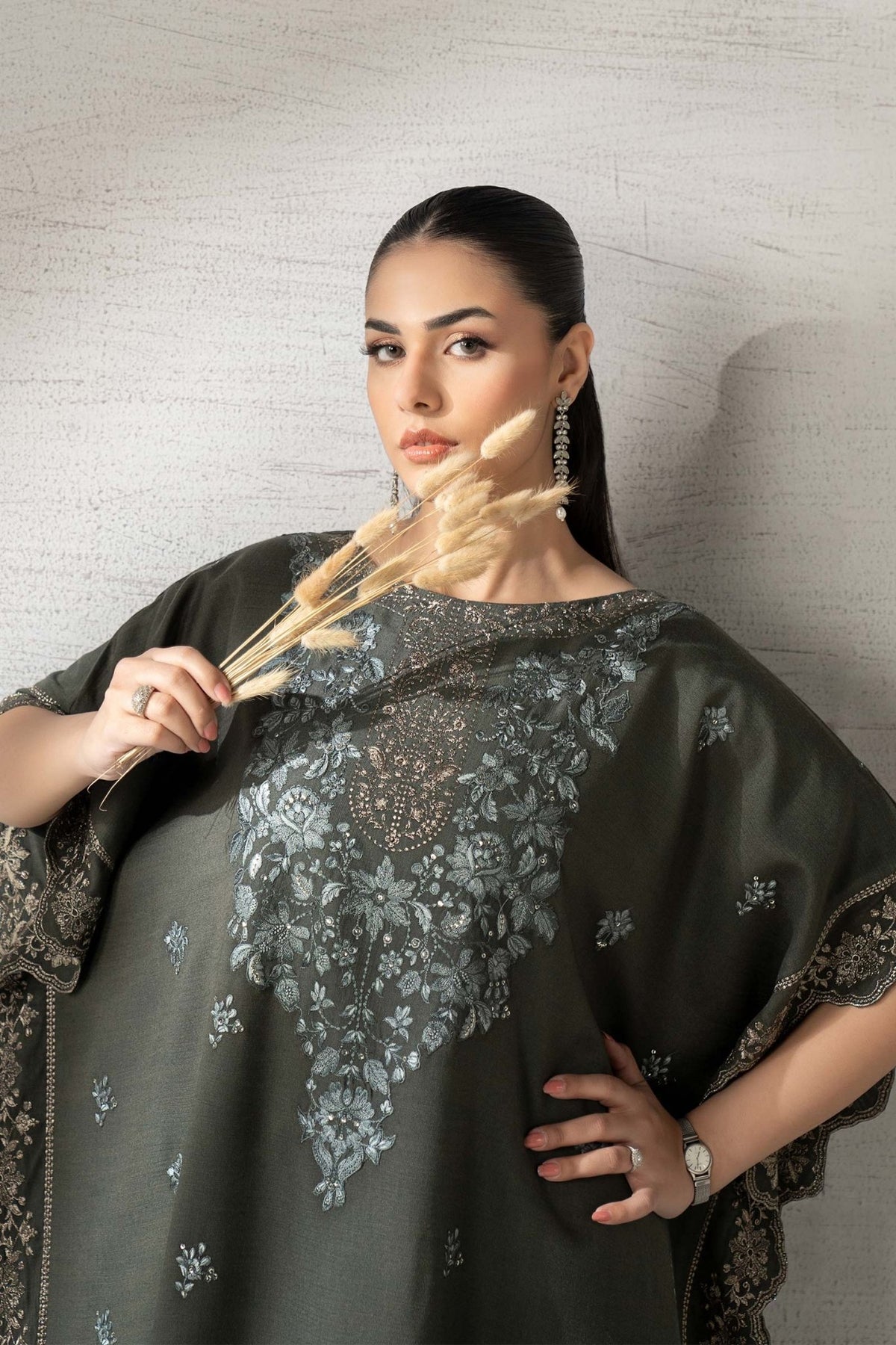 Maria B | RTW | 2 Piece Embroidered Woven Suit-Brand:Maria B-Type:Luxury Pret-Green - House of Maryam- Buy in UK, USA
