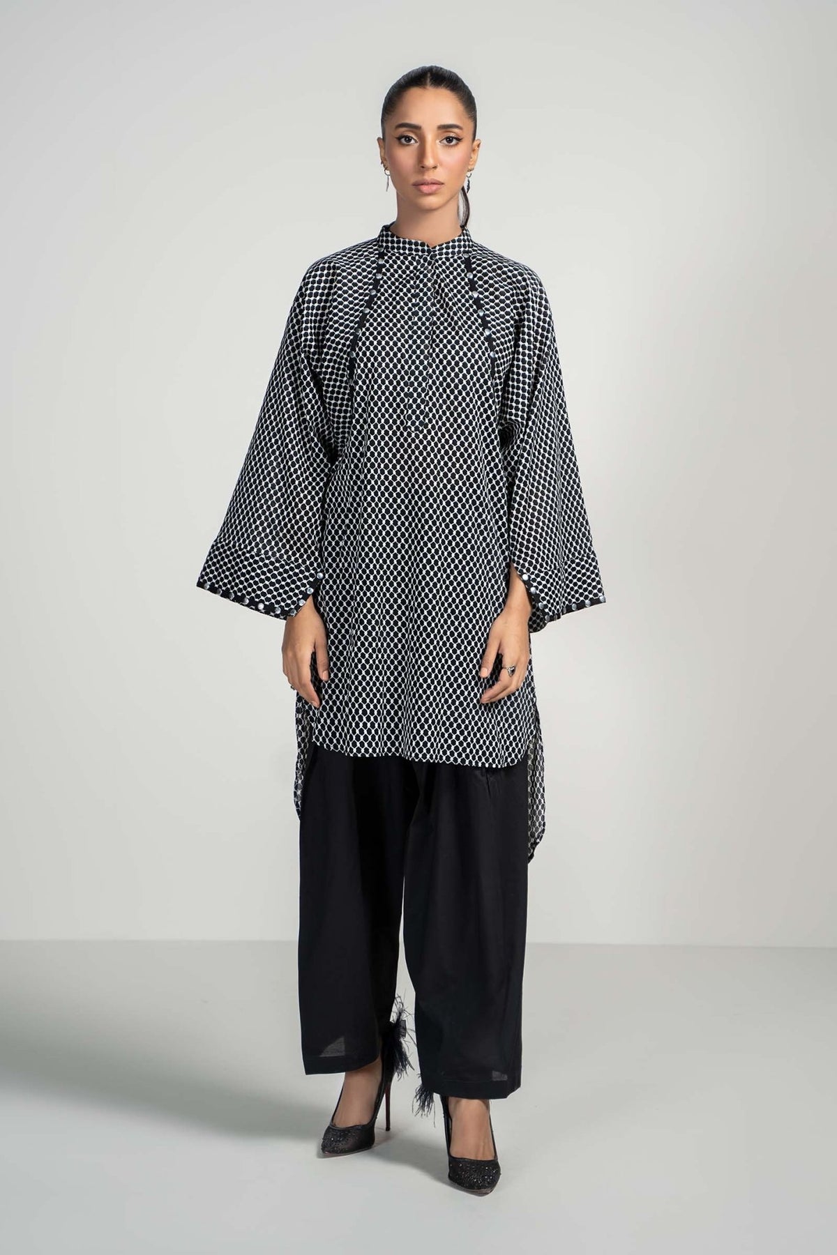 Maria B | RTW | 2 Piece Printed Lawn Suit-Brand:Maria B-Type:Luxury Pret-Black - House of Maryam- Buy in UK, USA