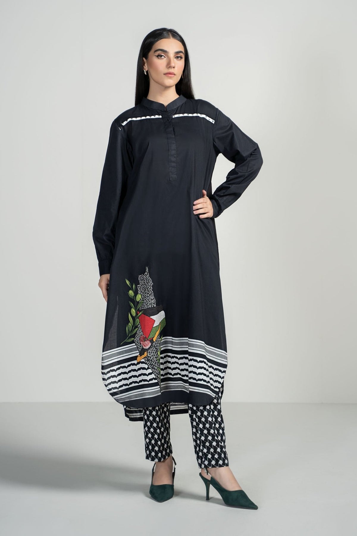 Maria B | RTW | 2 Piece Printed Lawn Suit-Brand:Maria B-Type:Luxury Pret-Black - House of Maryam- Buy in UK, USA
