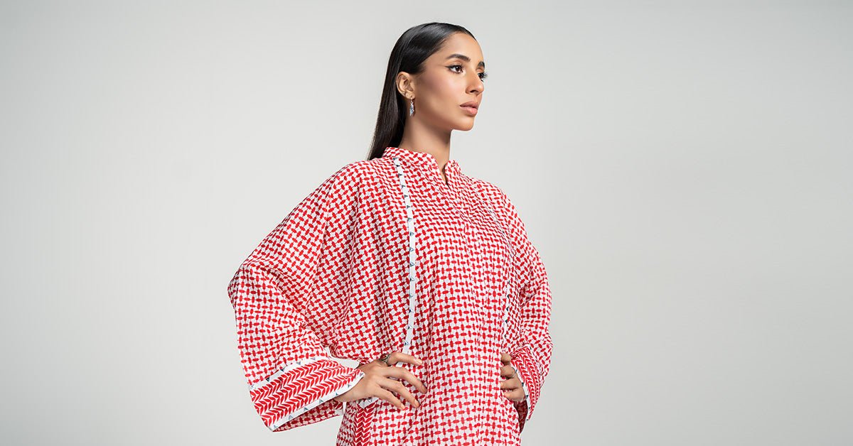 Maria B | RTW | 2 Piece Printed Lawn Suit-Brand:Maria B-Type:Luxury Pret-Red - House of Maryam- Buy in UK, USA