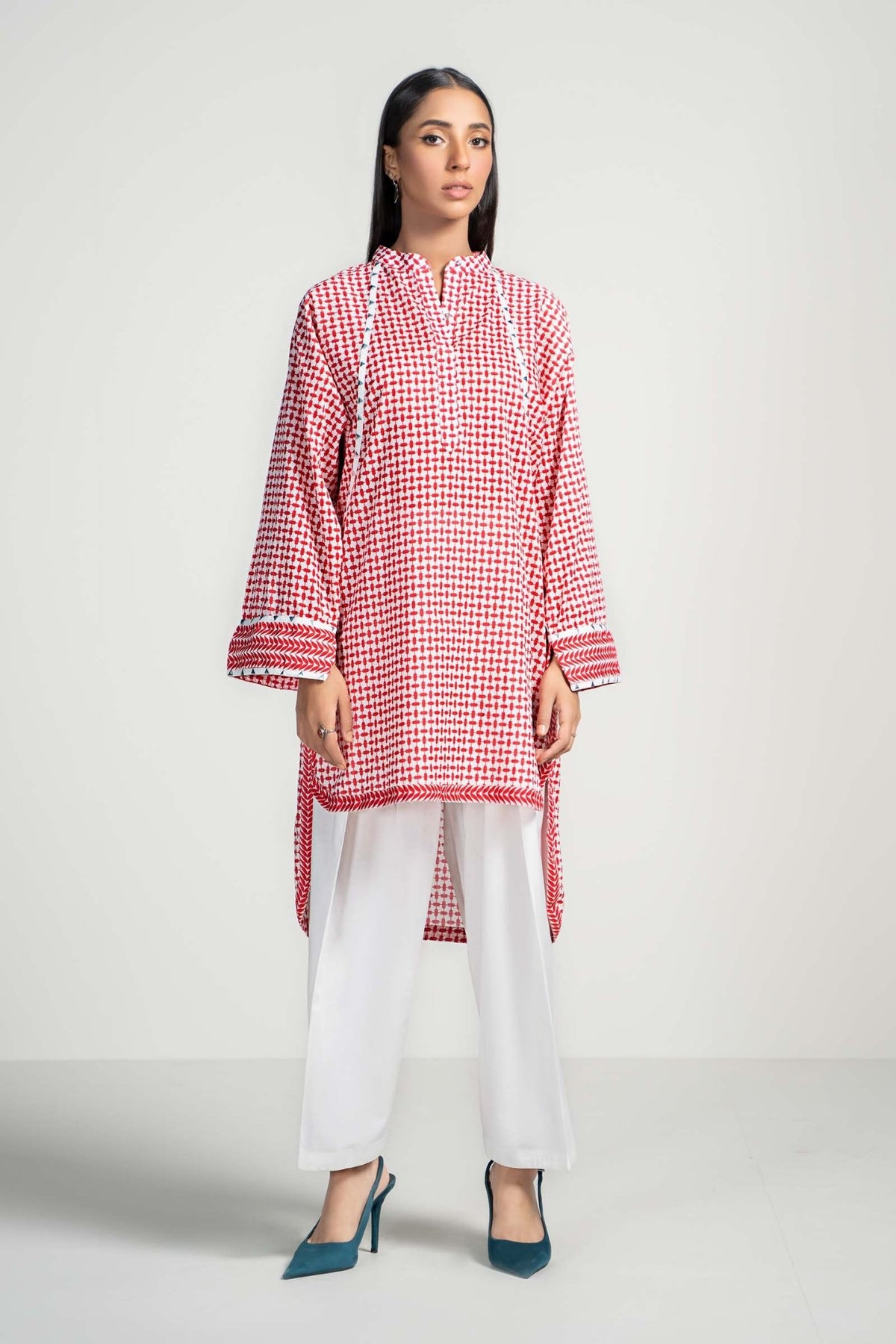 Maria B | RTW | 2 Piece Printed Lawn Suit-Brand:Maria B-Type:Luxury Pret-Red - House of Maryam- Buy in UK, USA