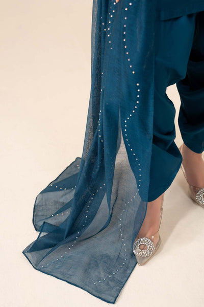 Maria B | RTW | 3 Piece Embellished Cotton Net Suit-Brand:Maria B-Type:Luxury Pret-Blue - House of Maryam- Buy in UK, USA