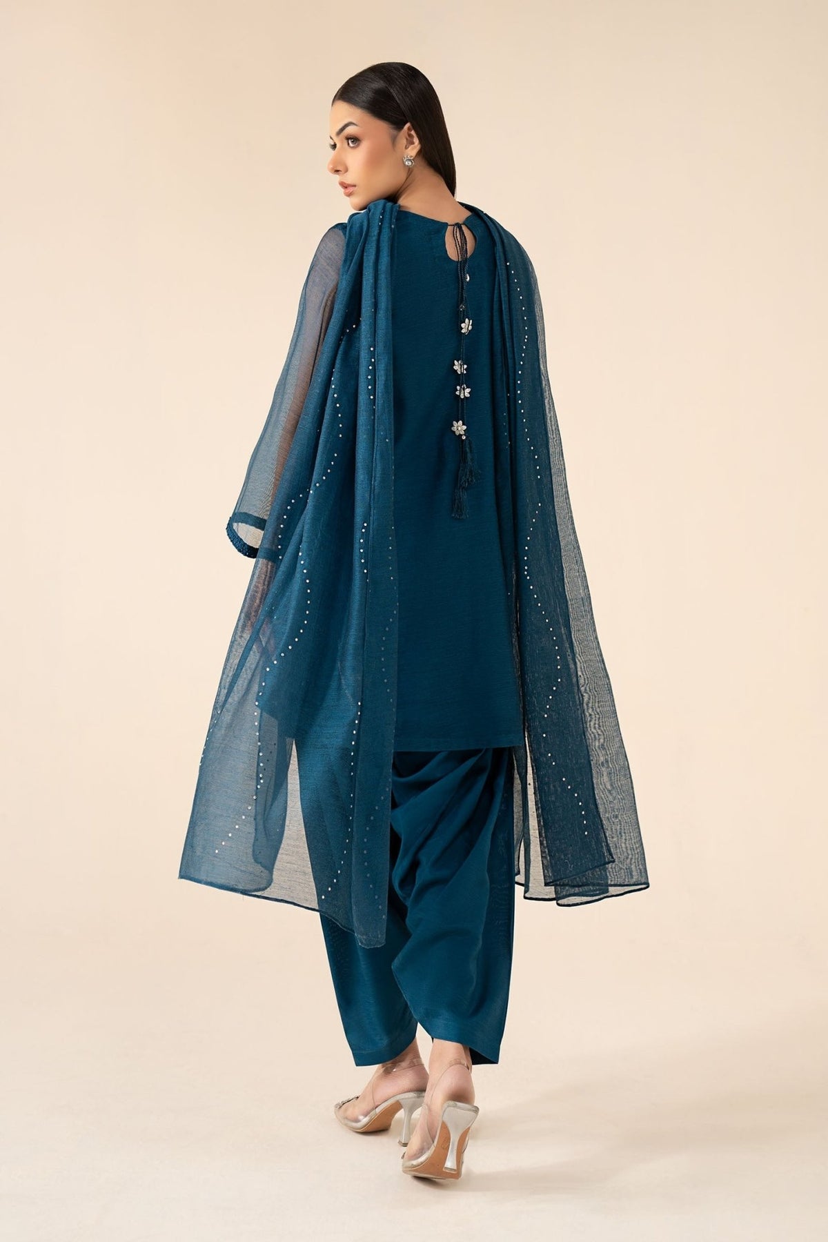 Maria B | RTW | 3 Piece Embellished Cotton Net Suit-Brand:Maria B-Type:Luxury Pret-Blue - House of Maryam- Buy in UK, USA