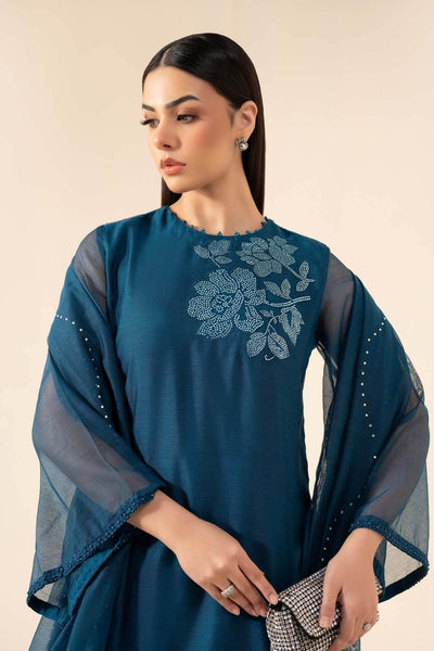 Maria B | RTW | 3 Piece Embellished Cotton Net Suit-Brand:Maria B-Type:Luxury Pret-Blue - House of Maryam- Buy in UK, USA