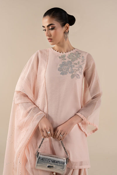 Maria B | RTW | 3 Piece Embellished Cotton Net Suit-Brand:Maria B-Type:Luxury Pret-Pink - House of Maryam- Buy in UK, USA