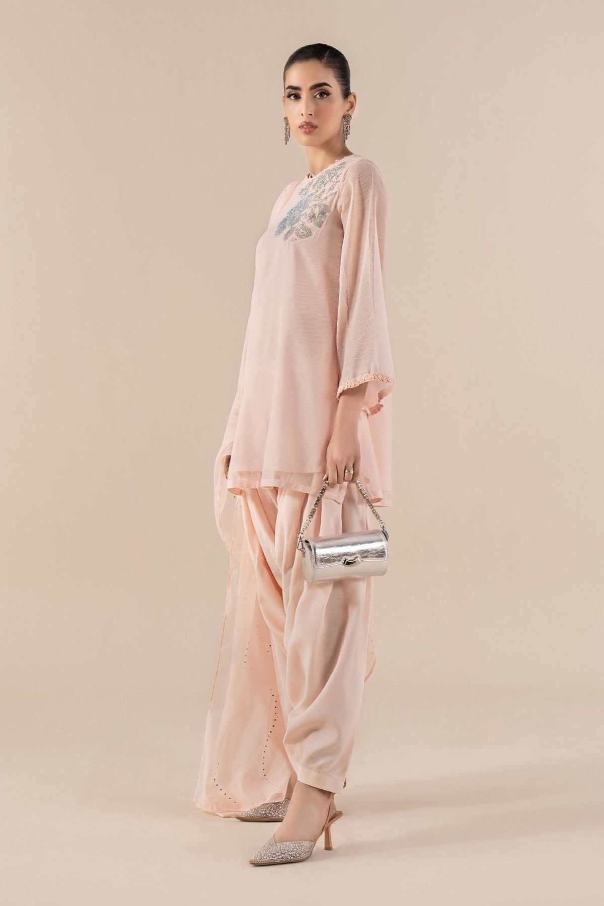 Maria B | RTW | 3 Piece Embellished Cotton Net Suit-Brand:Maria B-Type:Luxury Pret-Pink - House of Maryam- Buy in UK, USA