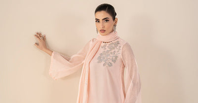 Maria B | RTW | 3 Piece Embellished Cotton Net Suit-Brand:Maria B-Type:Luxury Pret-Pink - House of Maryam- Buy in UK, USA