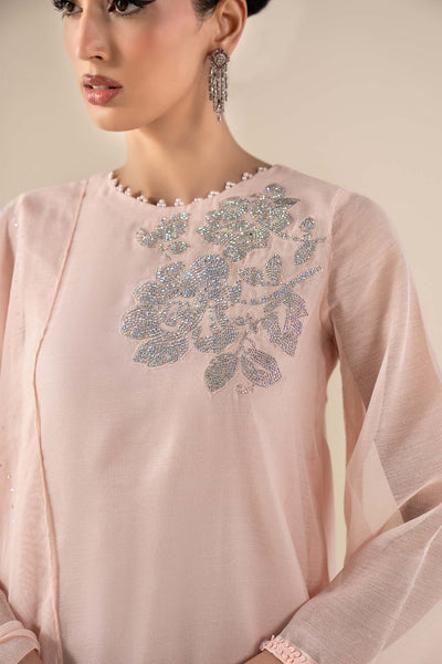 Maria B | RTW | 3 Piece Embellished Cotton Net Suit-Brand:Maria B-Type:Luxury Pret-Pink - House of Maryam- Buy in UK, USA