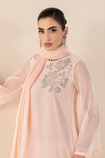 Maria B | RTW | 3 Piece Embellished Cotton Net Suit-Brand:Maria B-Type:Luxury Pret-Pink - House of Maryam- Buy in UK, USA