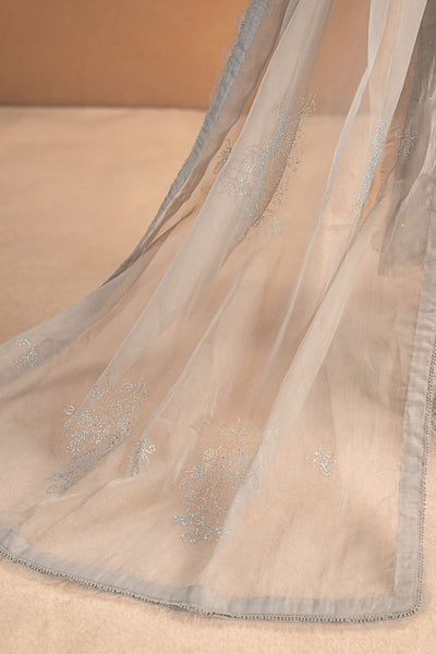 Maria B | RTW | 3 Piece Embellished Crepe Suit-Brand:Maria B-Type:Luxury Formals-Grey - House of Maryam- Buy in UK, USA
