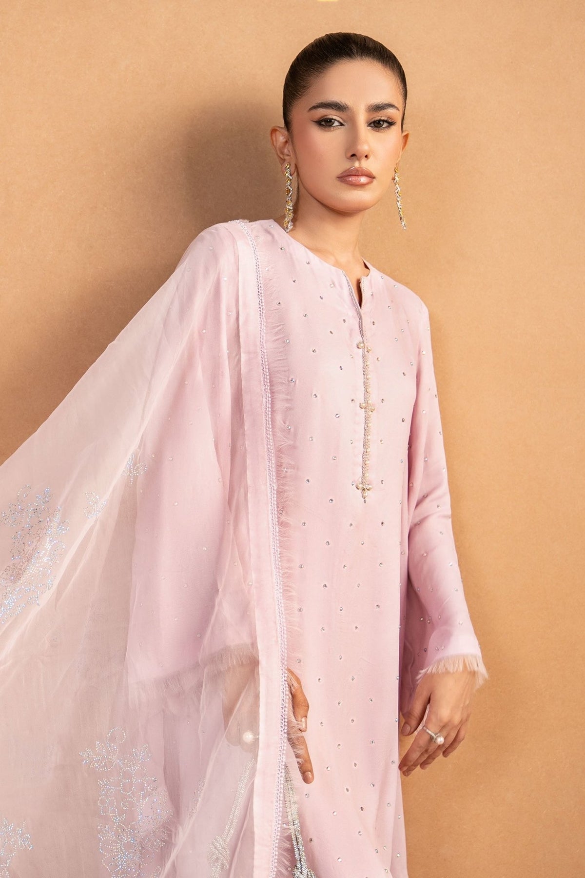Maria B | RTW | 3 Piece Embellished Crepe Suit-Brand:Maria B-Type:Luxury Formals-Purple - House of Maryam- Buy in UK, USA