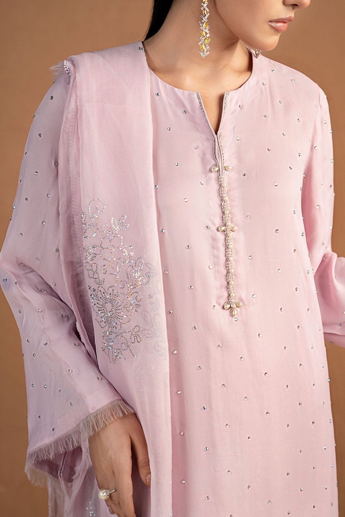 Maria B | RTW | 3 Piece Embellished Crepe Suit-Brand:Maria B-Type:Luxury Formals-Purple - House of Maryam- Buy in UK, USA