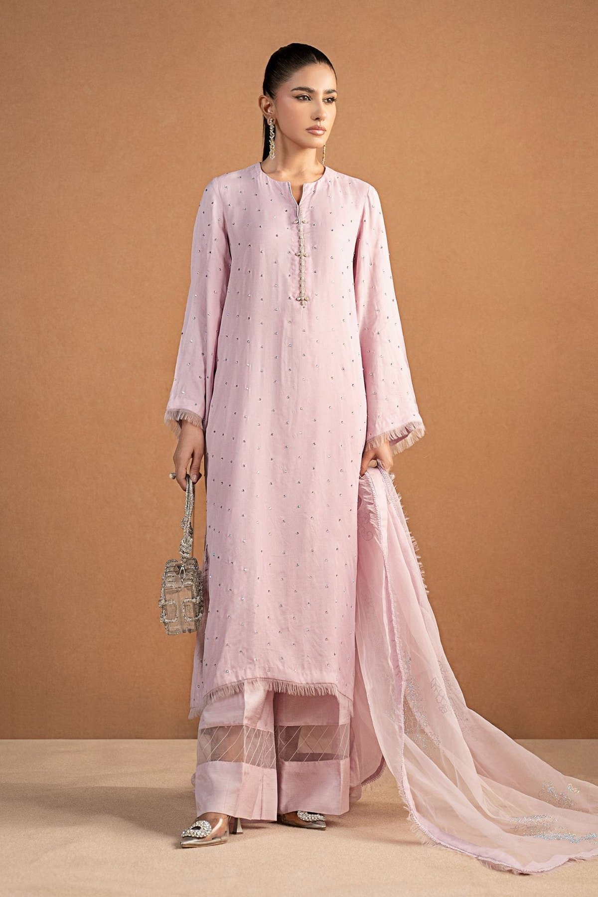 Maria B | RTW | 3 Piece Embellished Crepe Suit-Brand:Maria B-Type:Luxury Formals-Purple - House of Maryam- Buy in UK, USA