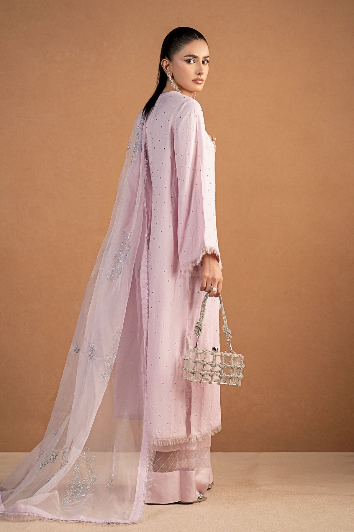 Maria B | RTW | 3 Piece Embellished Crepe Suit-Brand:Maria B-Type:Luxury Formals-Purple - House of Maryam- Buy in UK, USA