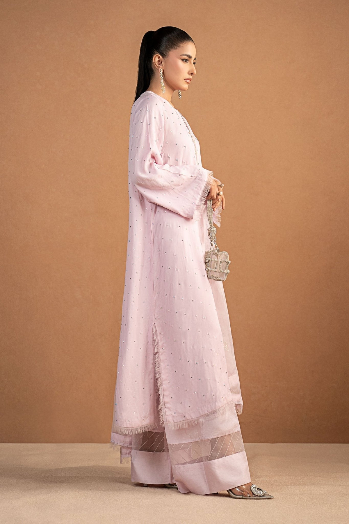 Maria B | RTW | 3 Piece Embellished Crepe Suit-Brand:Maria B-Type:Luxury Formals-Purple - House of Maryam- Buy in UK, USA