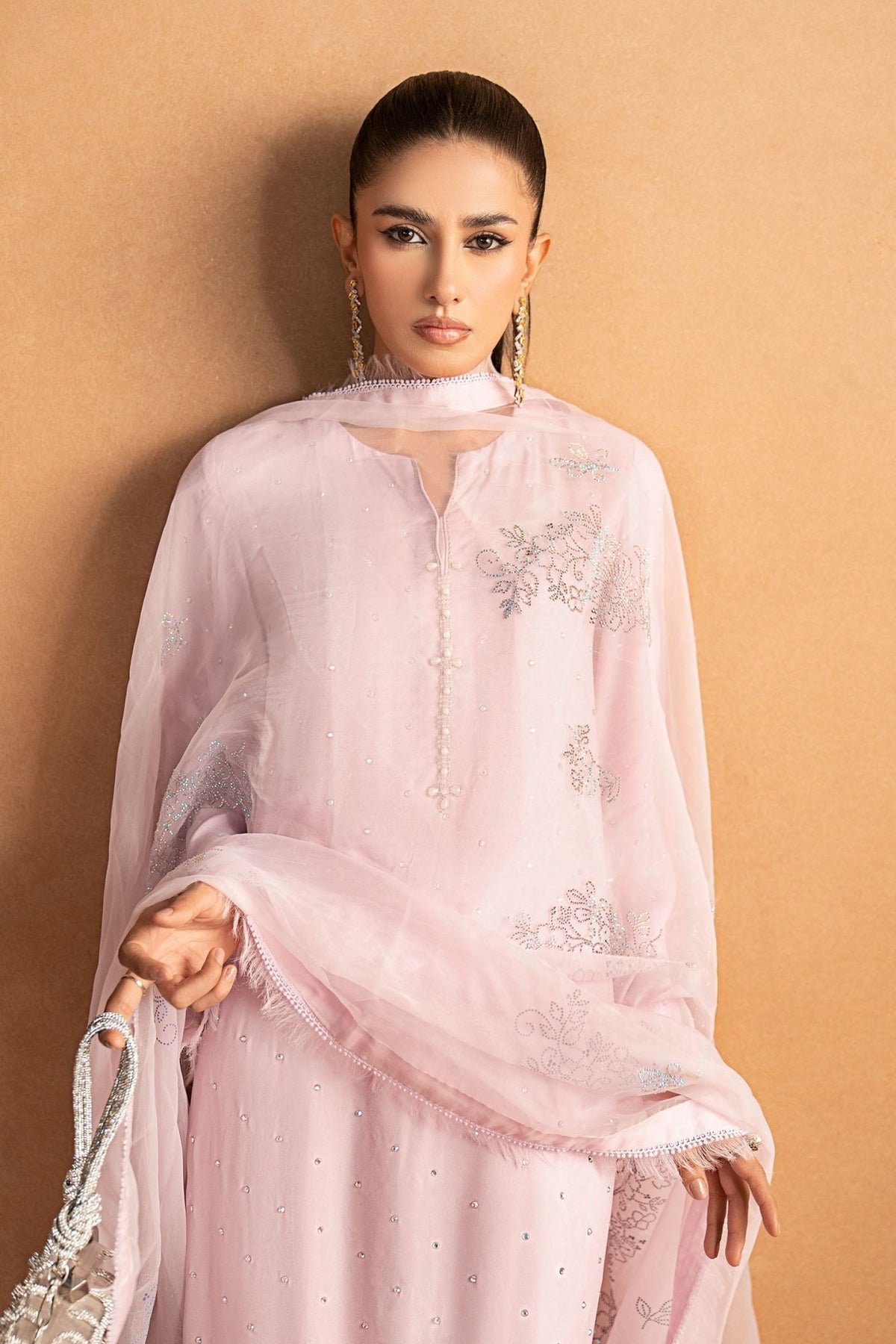 Maria B | RTW | 3 Piece Embellished Crepe Suit-Brand:Maria B-Type:Luxury Formals-Purple - House of Maryam- Buy in UK, USA