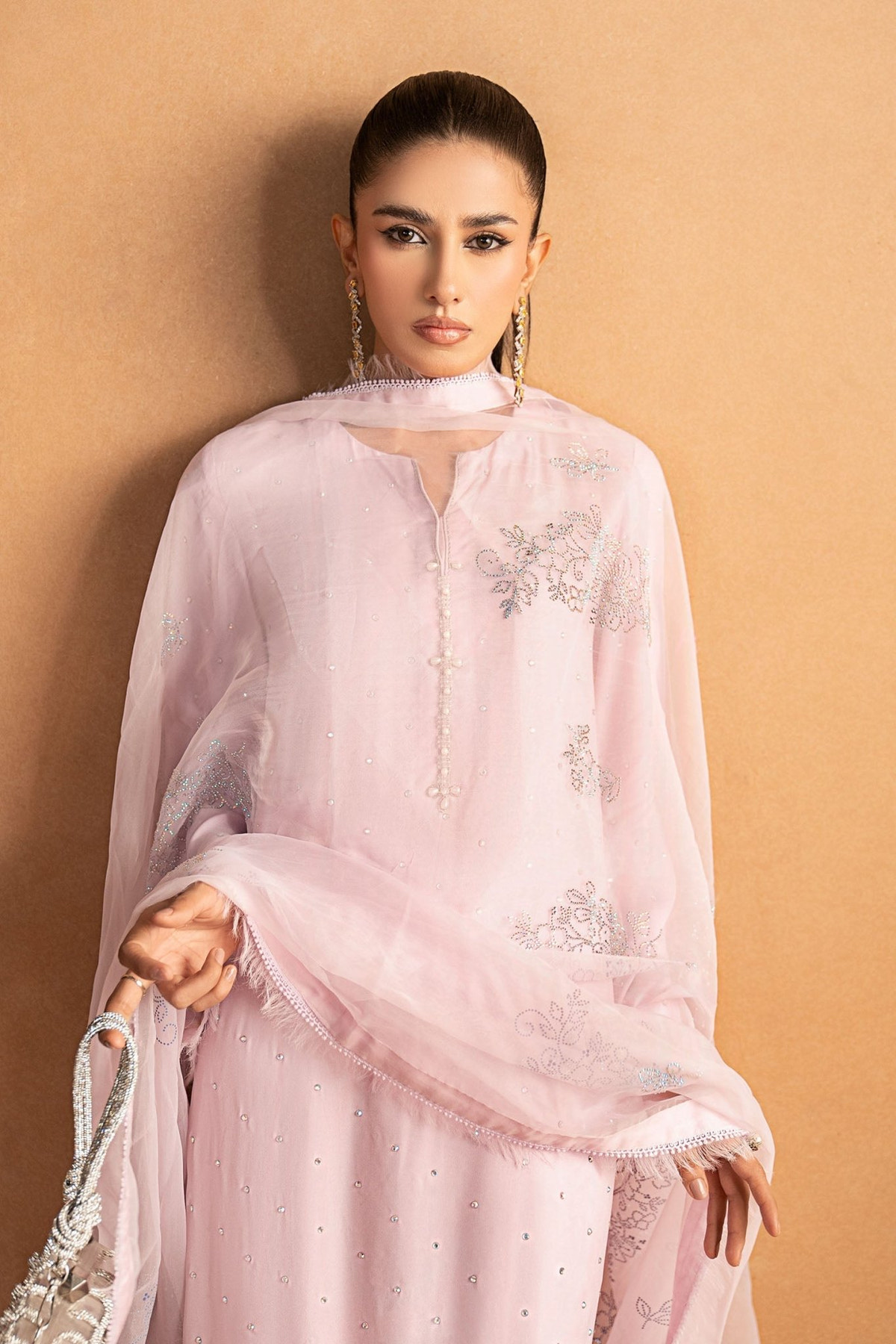 Maria B | RTW | 3 Piece Embellished Crepe Suit-Brand:Maria B-Type:Luxury Formals-Purple - House of Maryam- Buy in UK, USA