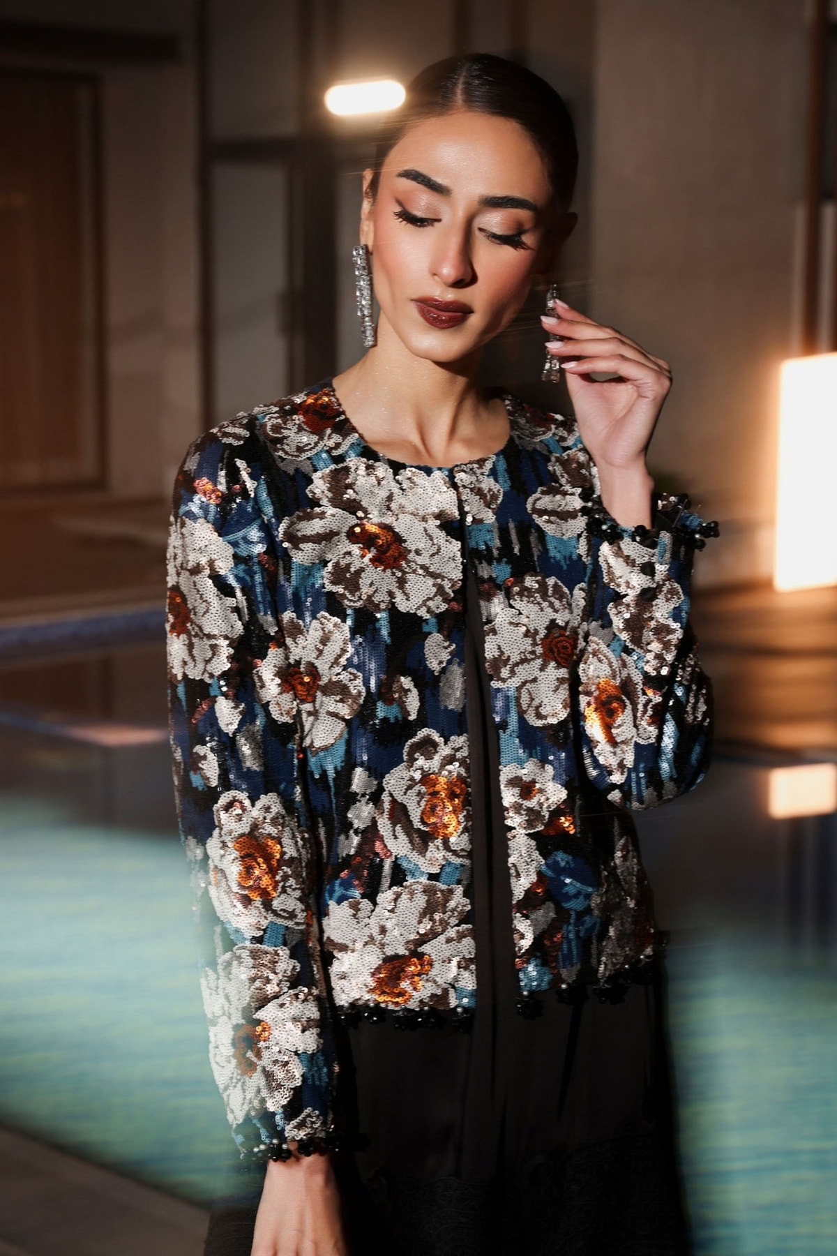 Maria B | RTW | 3 Piece Embellished Net Suit-Brand:Maria B-Type:Luxury Formals-Black - House of Maryam- Buy in UK, USA