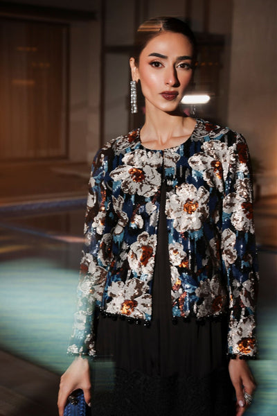 Maria B | RTW | 3 Piece Embellished Net Suit-Brand:Maria B-Type:Luxury Formals-Black - House of Maryam- Buy in UK, USA