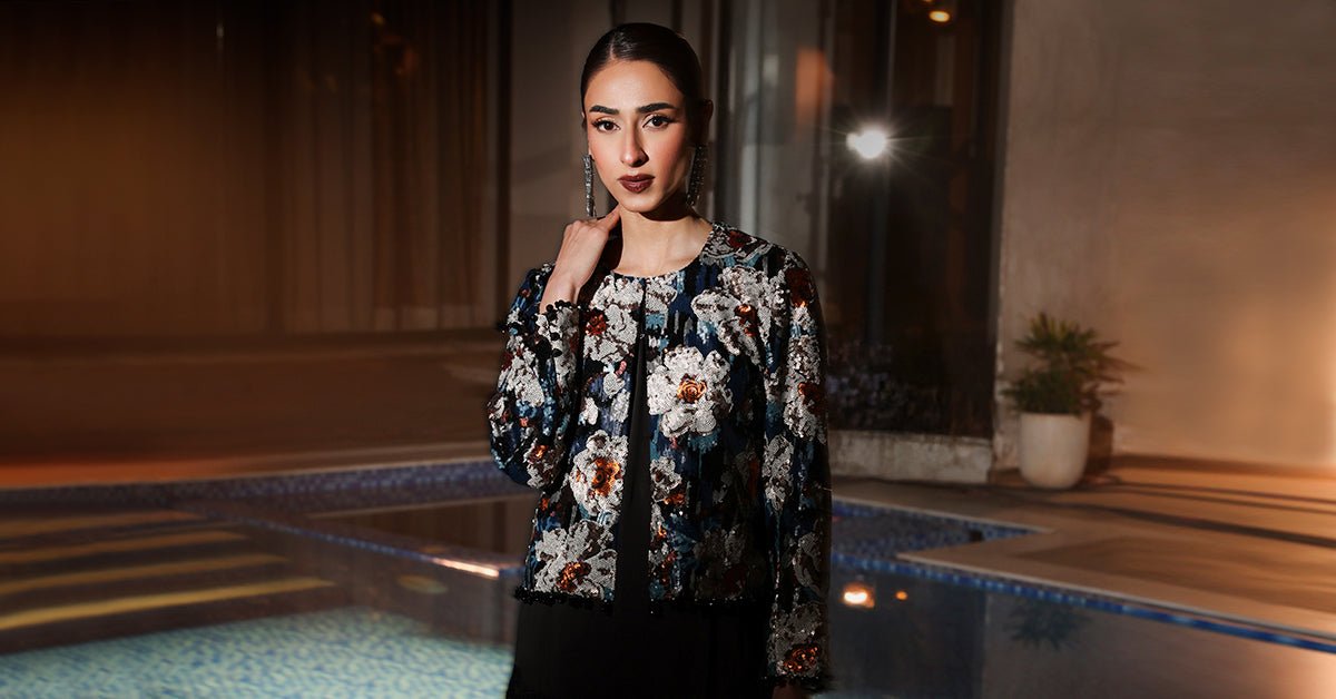 Maria B | RTW | 3 Piece Embellished Net Suit-Brand:Maria B-Type:Luxury Formals-Black - House of Maryam- Buy in UK, USA