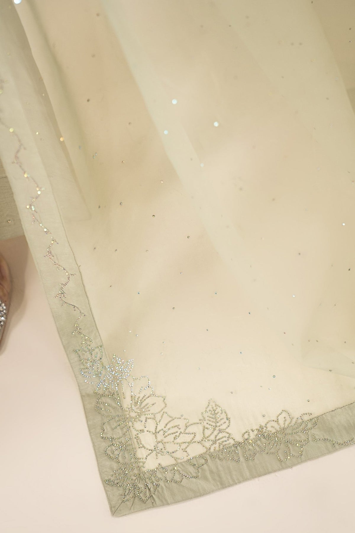 Maria B | RTW | 3 Piece Embellished Raw Silk Suit-Brand:Maria B-Type:Luxury Formals-Green - House of Maryam- Buy in UK, USA