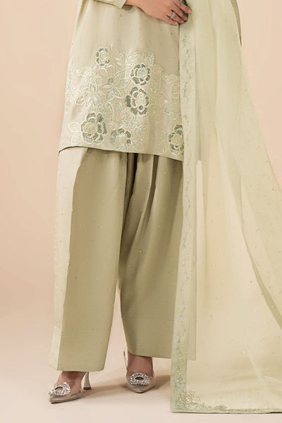 Maria B | RTW | 3 Piece Embellished Raw Silk Suit-Brand:Maria B-Type:Luxury Formals-Green - House of Maryam- Buy in UK, USA