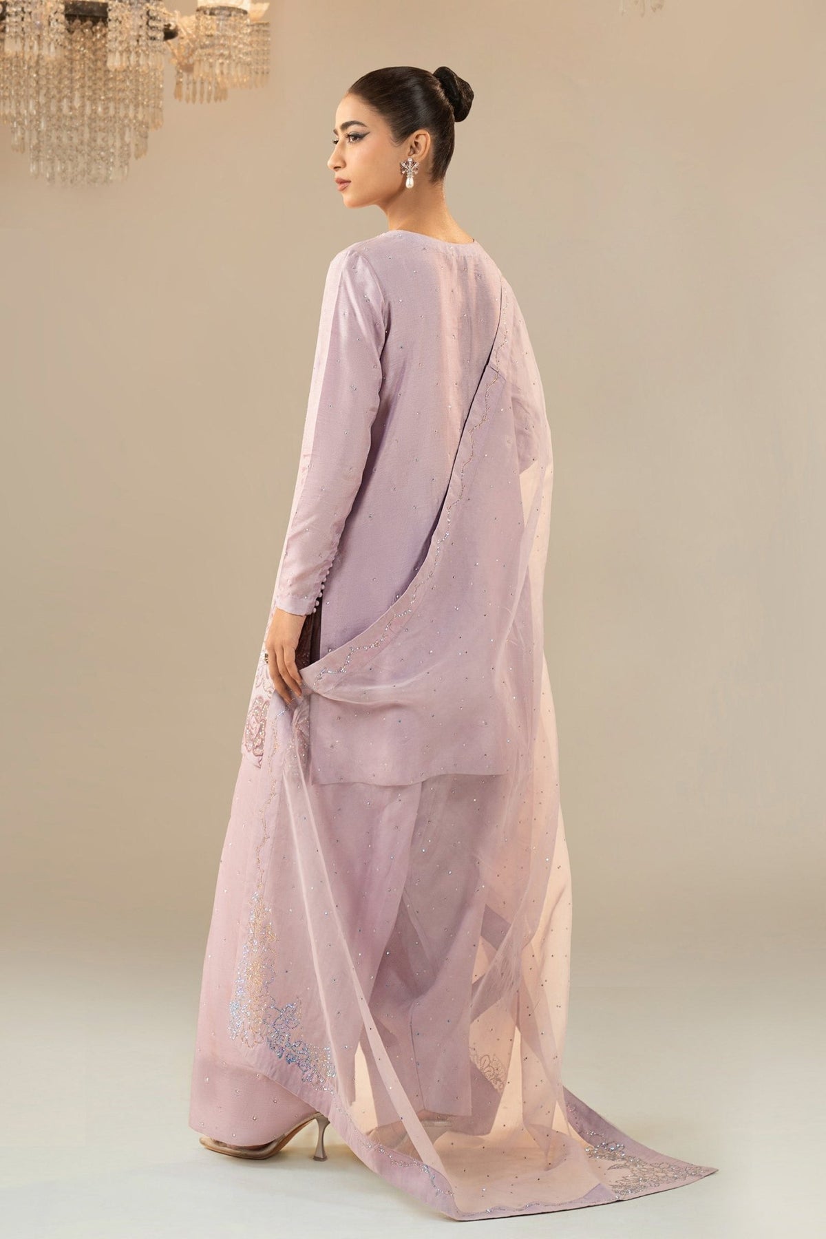 Maria B | RTW | 3 Piece Embellished Raw Silk Suit-Brand:Maria B-Type:Luxury Formals-Purple - House of Maryam- Buy in UK, USA