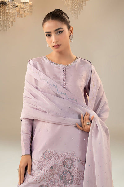 Maria B | RTW | 3 Piece Embellished Raw Silk Suit-Brand:Maria B-Type:Luxury Formals-Purple - House of Maryam- Buy in UK, USA