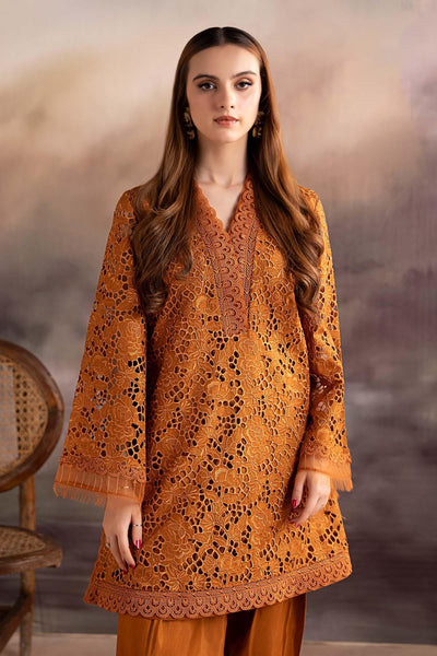 Maria B | RTW | 3 Piece Embroidered Bamber Raw Silk Suit-Brand:Maria B-Type:Luxury Formals-Brown - House of Maryam- Buy in UK, USA