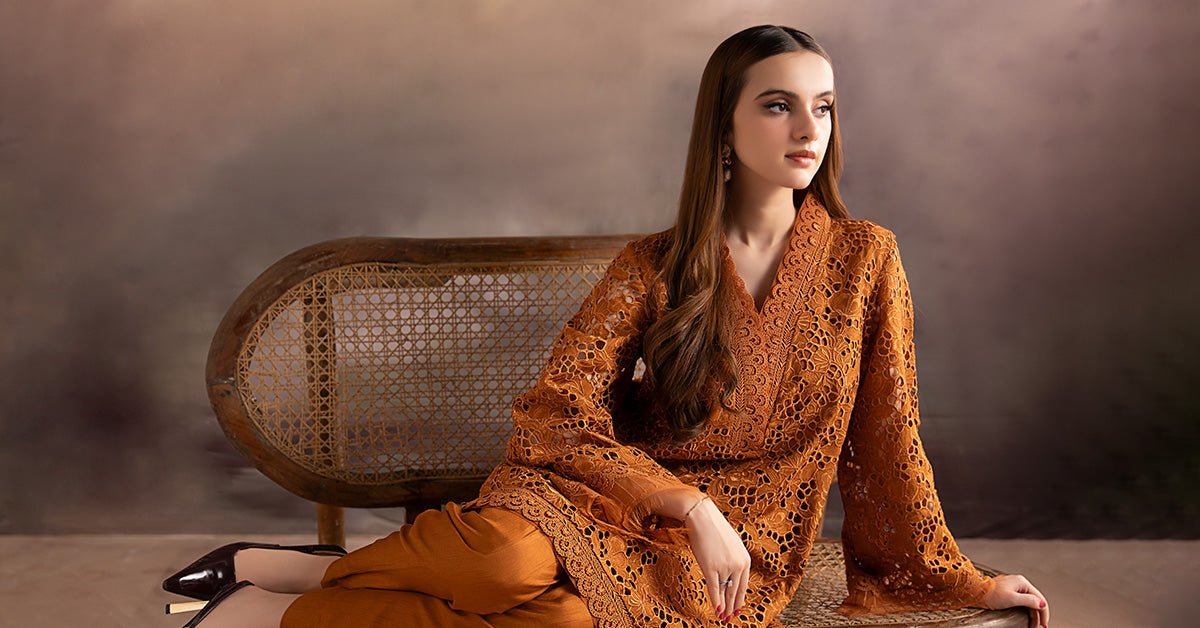 Maria B | RTW | 3 Piece Embroidered Bamber Raw Silk Suit-Brand:Maria B-Type:Luxury Formals-Brown - House of Maryam- Buy in UK, USA